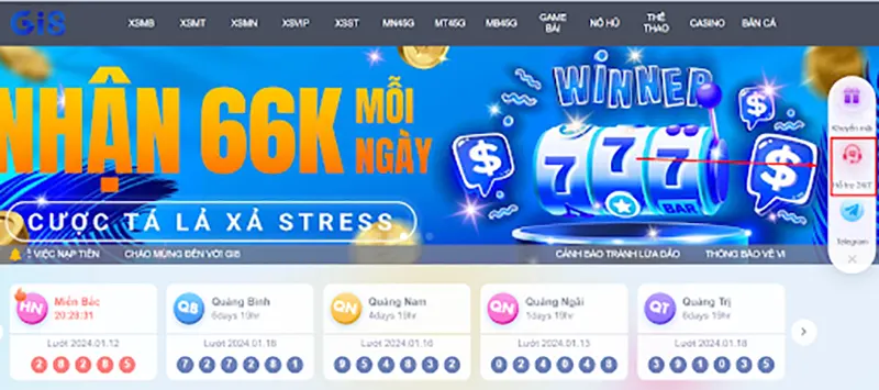 Tìm kiếm mục hỗ trợ 24/7 trên Website Gi8