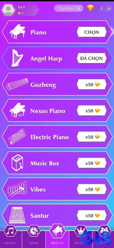 Piano Tap có đa dạng nhiều loại nhịp cụ để bạn lựa chọn